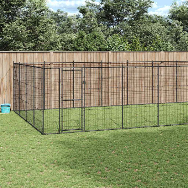 vidaXL Outdoor Dog Kennel Steel 33.88 m²