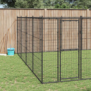 vidaXL Outdoor Dog Kennel Steel 43.56 m²