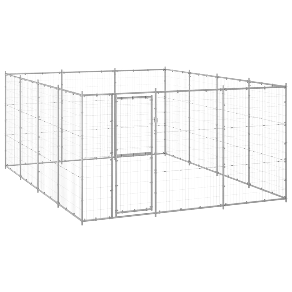 vidaXL Outdoor Dog Kennel Galvanized Steel 14.52 m²