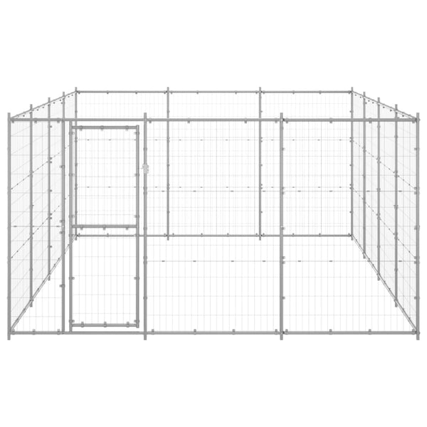 vidaXL Outdoor Dog Kennel Galvanized Steel 14.52 m²