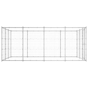 vidaXL Outdoor Dog Kennel Galvanized Steel 14.52 m²