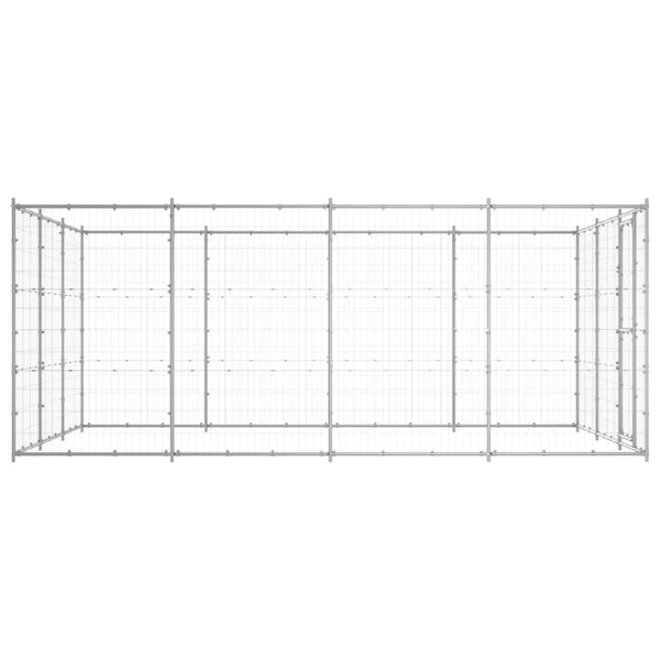 vidaXL Outdoor Dog Kennel Galvanized Steel 14.52 m²