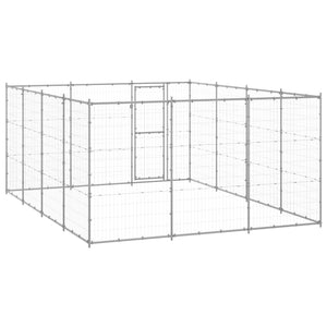 vidaXL Outdoor Dog Kennel Galvanized Steel 14.52 m²