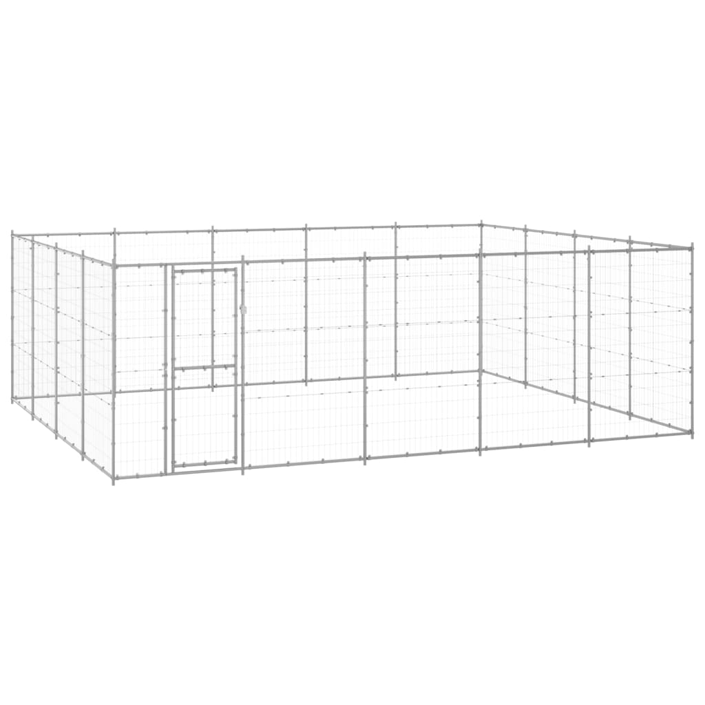 vidaXL Outdoor Dog Kennel Galvanized Steel 24.2 m²