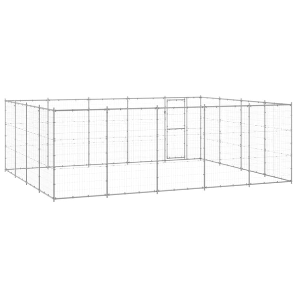 vidaXL Outdoor Dog Kennel Galvanized Steel 24.2 m²