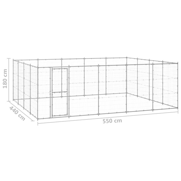 vidaXL Outdoor Dog Kennel Galvanized Steel 24.2 m²