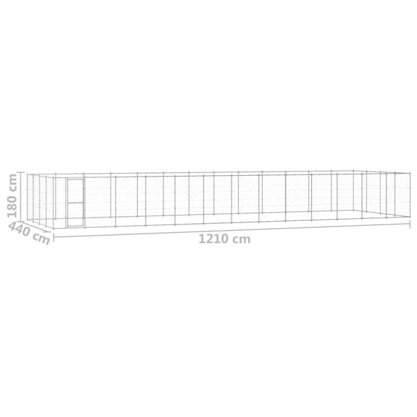 vidaXL Outdoor Dog Kennel Galvanized Steel 53.24 m²