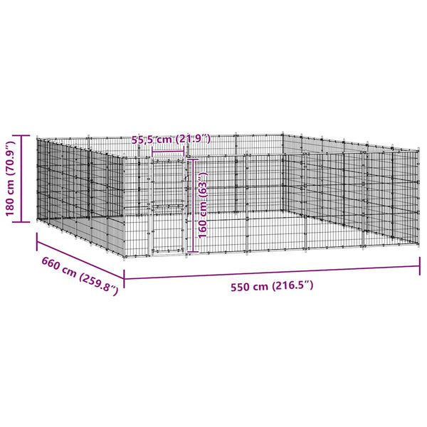 vidaXL Outdoor Dog Kennel Steel 36.3 m²