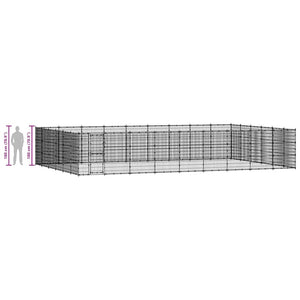 vidaXL Outdoor Dog Kennel Steel 65.34 m²