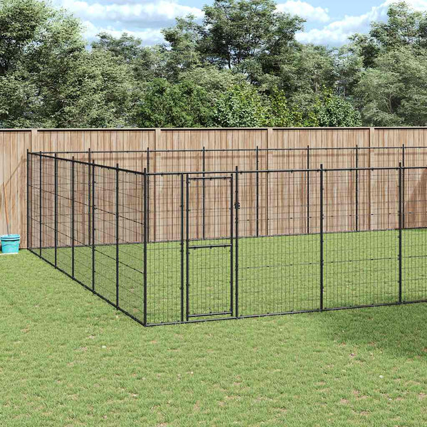 vidaXL Outdoor Dog Kennel Steel 65.34 m²