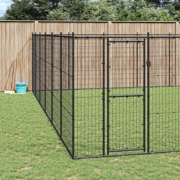 vidaXL Outdoor Dog Kennel Steel 79.86 m²