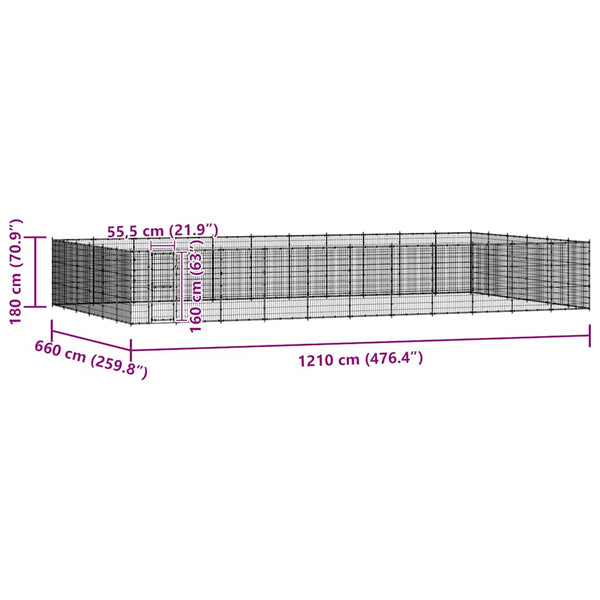 vidaXL Outdoor Dog Kennel Steel 79.86 m²