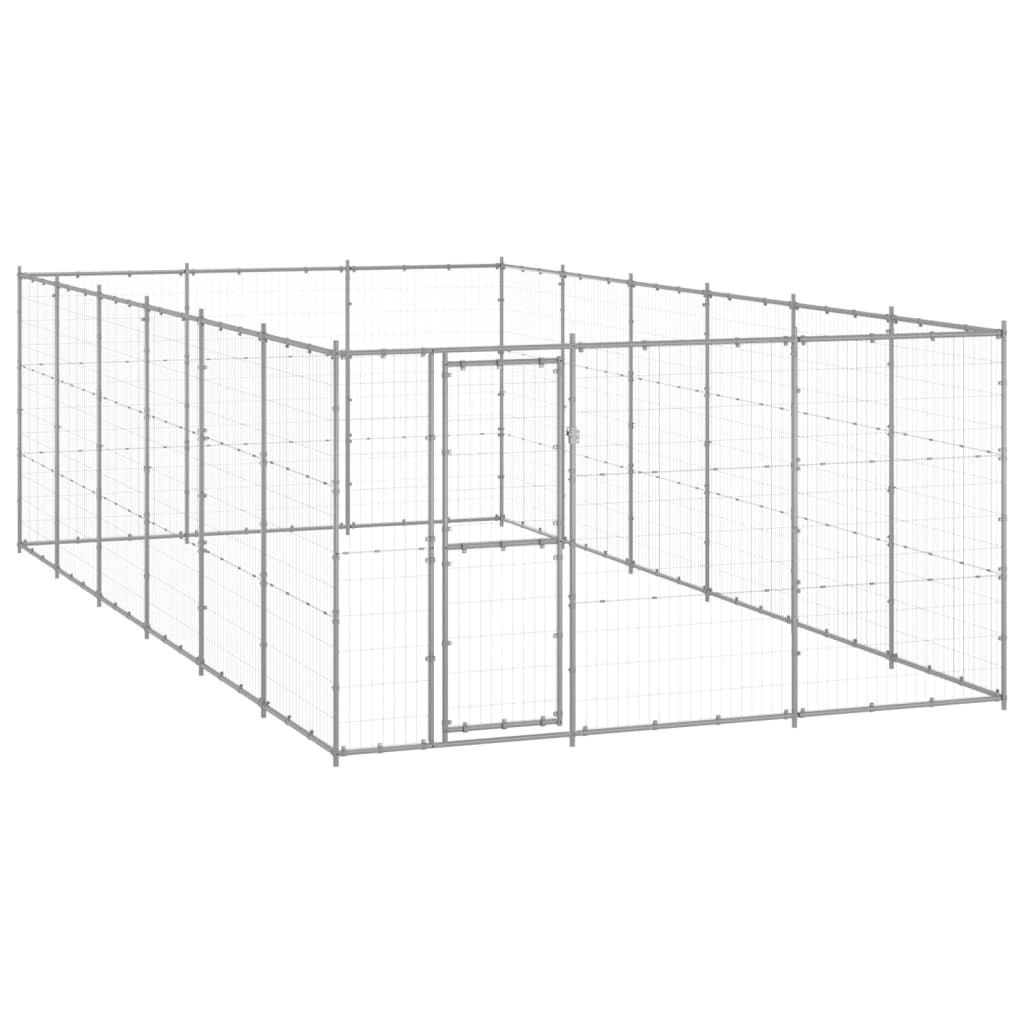 vidaXL Outdoor Dog Kennel Galvanized Steel 21.78 m²