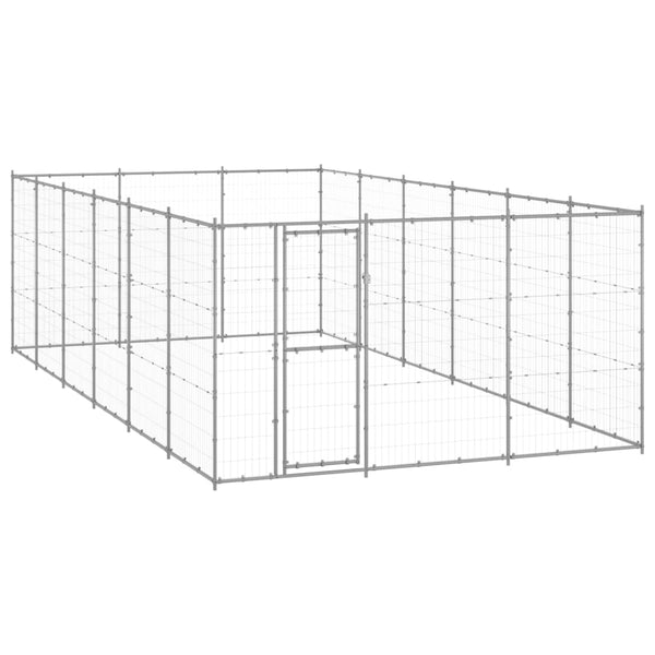 vidaXL Outdoor Dog Kennel Galvanized Steel 21.78 m²