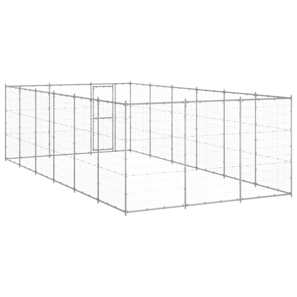 vidaXL Outdoor Dog Kennel Galvanized Steel 21.78 m²