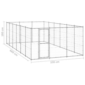 vidaXL Outdoor Dog Kennel Galvanized Steel 21.78 m²