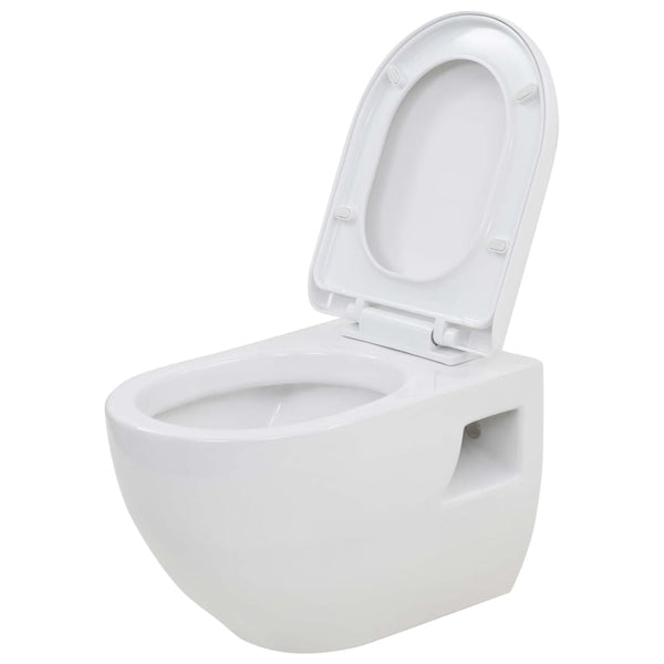 vidaXL Wall-Mounted Toilet with Concealed Cistern Ceramic