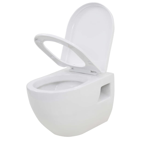 vidaXL Wall-Mounted Toilet with Concealed Cistern Ceramic