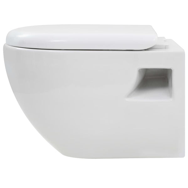 vidaXL Wall-Mounted Toilet with Concealed Cistern Ceramic