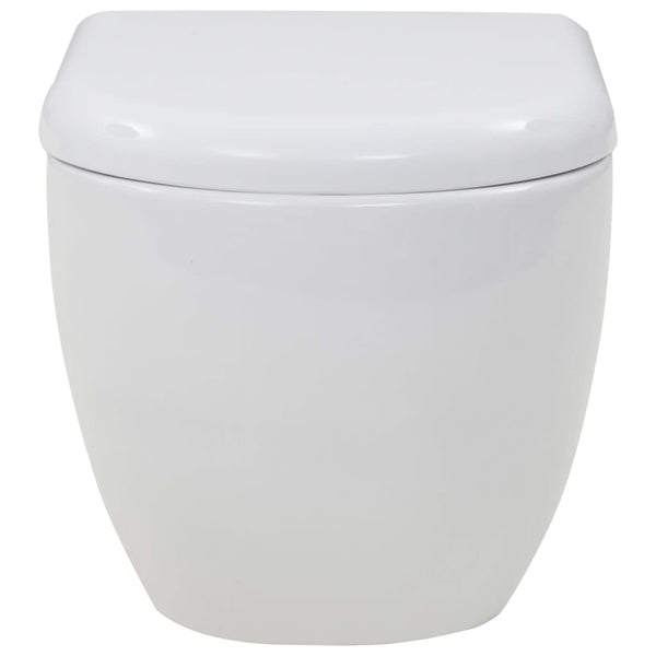 vidaXL Wall-Mounted Toilet with Concealed Cistern Ceramic