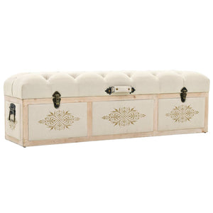 vidaXL Storage Bench 110 cm Cream Solid Fir Wood and Fabric