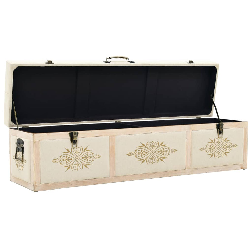vidaXL Storage Bench 110 cm Cream Solid Fir Wood and Fabric