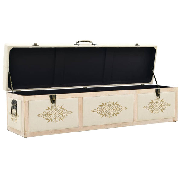 vidaXL Storage Bench 110 cm Cream Solid Fir Wood and Fabric