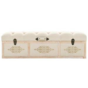 vidaXL Storage Bench 110 cm Cream Solid Fir Wood and Fabric