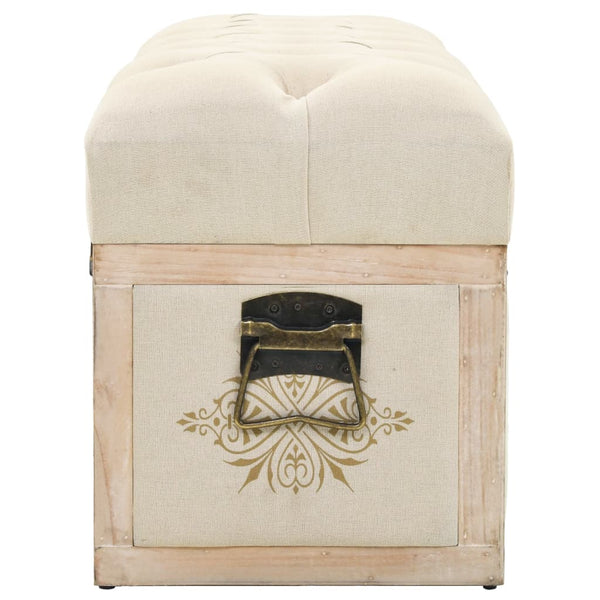 vidaXL Storage Bench 110 cm Cream Solid Fir Wood and Fabric