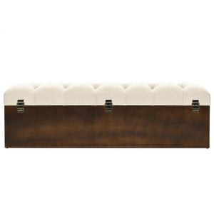 vidaXL Storage Bench 110 cm Cream Solid Fir Wood and Fabric
