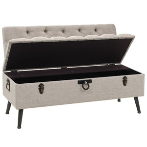 vidaXL Storage Bench with Backrest 110cm Cream Fabric