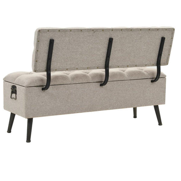 vidaXL Storage Bench with Backrest 110cm Cream Fabric