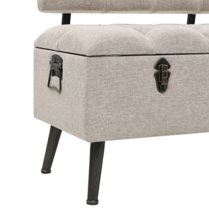vidaXL Storage Bench with Backrest 110cm Cream Fabric