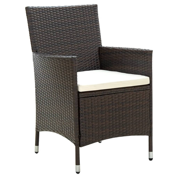 vidaXL Garden Chairs with Seat Cushions 2 pcs Poly Rattan Brown