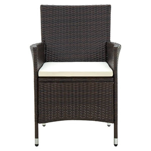 vidaXL Garden Chairs with Seat Cushions 2 pcs Poly Rattan Brown