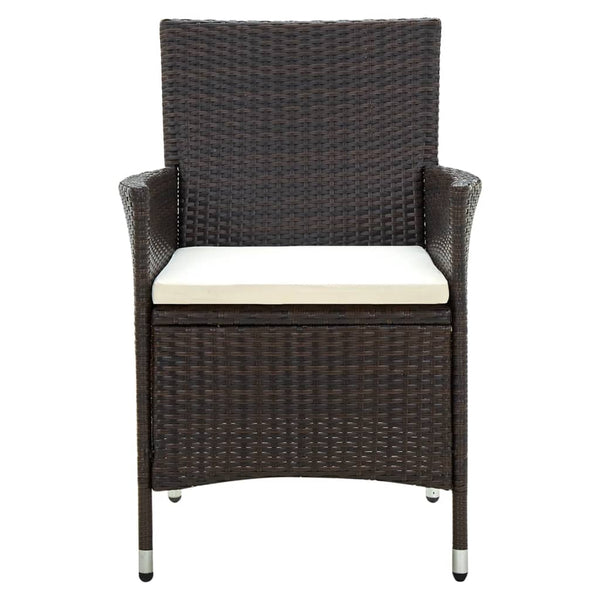 vidaXL Garden Chairs with Seat Cushions 2 pcs Poly Rattan Brown
