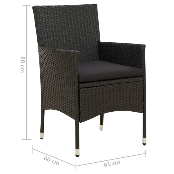 vidaXL Garden Chairs with Seat Cushions 2 pcs Poly Rattan Black