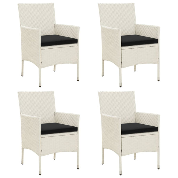 vidaXL Garden Chairs with Cushions 4 pcs Poly Rattan White
