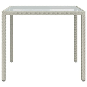 vidaXL Garden Table 90x90x75 cm Tempered Glass Poly Rattan White
