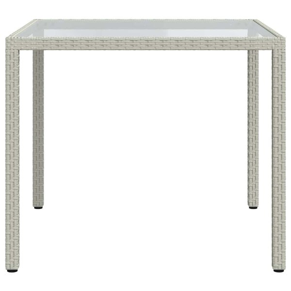 vidaXL Garden Table 90x90x75 cm Tempered Glass Poly Rattan White