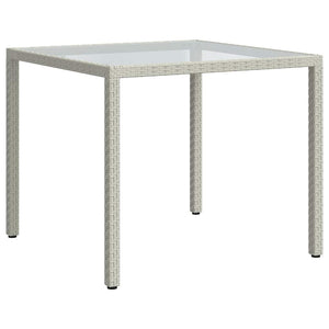 vidaXL Garden Table 90x90x75 cm Tempered Glass Poly Rattan White
