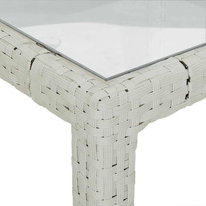 vidaXL Garden Table 90x90x75 cm Tempered Glass Poly Rattan White