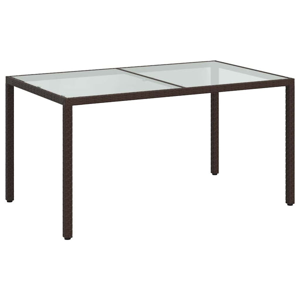 vidaXL Garden Table 150x90x75 cm Tempered Glass Poly Rattan Brown