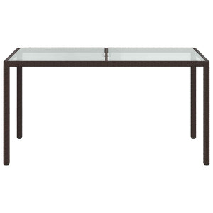 vidaXL Garden Table 150x90x75 cm Tempered Glass Poly Rattan Brown