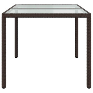 vidaXL Garden Table 150x90x75 cm Tempered Glass Poly Rattan Brown