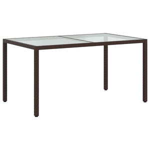 vidaXL Garden Table 150x90x75 cm Tempered Glass Poly Rattan Brown