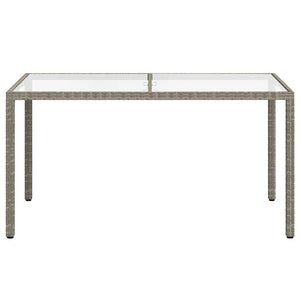 vidaXL Garden Table 150x90x75 cm Tempered Glass and Poly Rattan Grey
