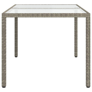 vidaXL Garden Table 150x90x75 cm Tempered Glass and Poly Rattan Grey