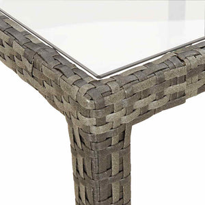 vidaXL Garden Table 150x90x75 cm Tempered Glass and Poly Rattan Grey