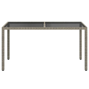 vidaXL Garden Table 150x90x75 cm Tempered Glass and Poly Rattan Grey